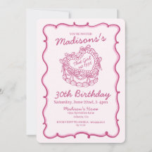 Pink That Chica Retro Heart Coquette Cake Cumpleañ