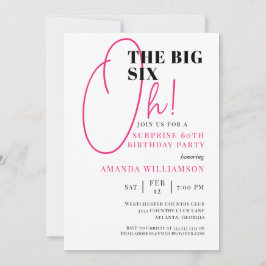 Invitación Pink The Big 60th Surprise Birthday Invitation