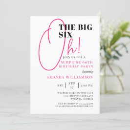 Invitación Pink The Big 60th Surprise Birthday Invitation