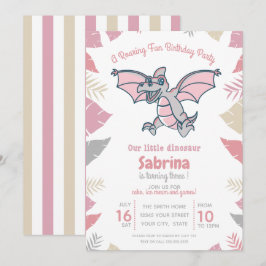 Invitación Pink the Little Dinosaur Kid's Birthday Party (Fie