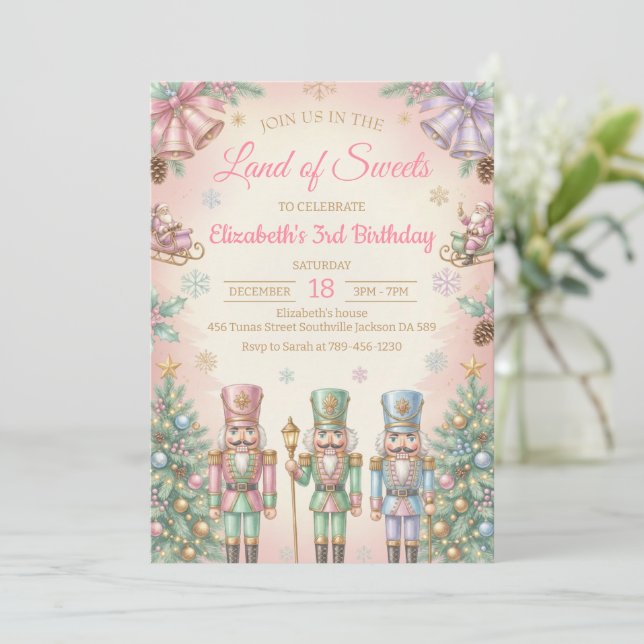 Invitación Pink The Nutcracker Birthday Invitation (Anverso de pie)