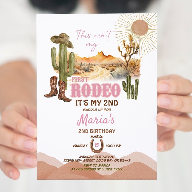 Invitación Pink This Aint My First Rodeo 2º Cowboy De Cumplea (Subido por el creador)