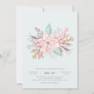 Invitación Pink This The Season Mint Holiday Dinner Invition
