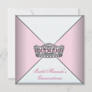 Invitación Pink Tiara Quinceanera Fiesta de cumpleaños número