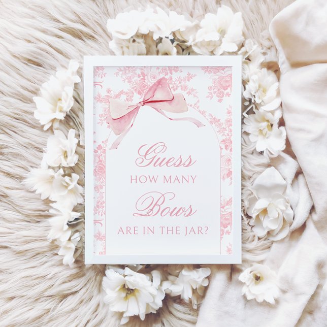 Invitación Pink Toile Cuántas Bows Bow Niña Ducha Rótulo (Subido por el creador)