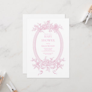 Invitación Pink Toile de Jouy Baby Shower
