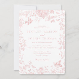 Invitación Pink Toile De Jouy Boda floral francés
