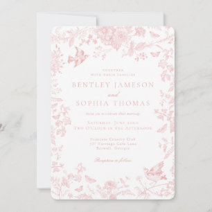 Invitación Pink Toile De Jouy Boda floral francés