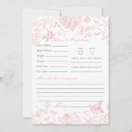 Invitación Pink Toile De Jouy Consejo Floral para bebé con ta