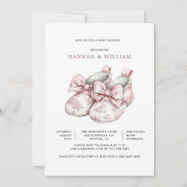 Invitación Pink Toile Girl Baby Shower