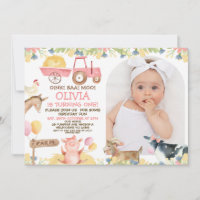 Pink Tractor Arch Animals 1er cumpleaños