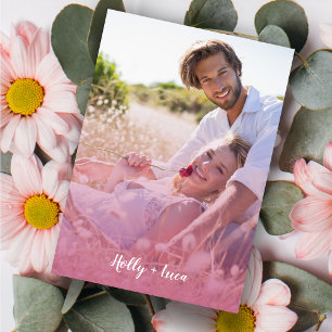 Invitación Pink Trendy Transparency Effect Photo Couple