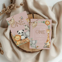 Pink Tropical Wild One Jungle Safari Animales