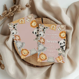 Invitación Pink Tropical Wilgle Safari Animales