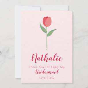 Invitación Pink Tulip Bridesmaid Thank You Card
