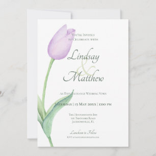 Invitación Pink Tulip Solo Purple Modern