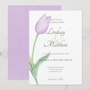 Invitación Pink Tulip Solo Purple Modern
