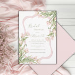 Invitación Pink Tulips Floral Elegant Vintage Bridal Shower I<br><div class="desc">Beautiful watercolor fancy frame surrounding lovely fonts and scripts done in coordinating colors bridal shower invite.  Cascading bunches of pink tulips on opposite corners create an elegant vintage feel.  A perfect bridal shower invitation for any season.</div>