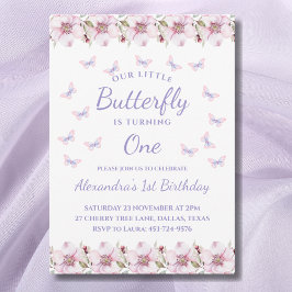 Invitación Pink Turning One Our Little Butterfly 1er cumpleañ