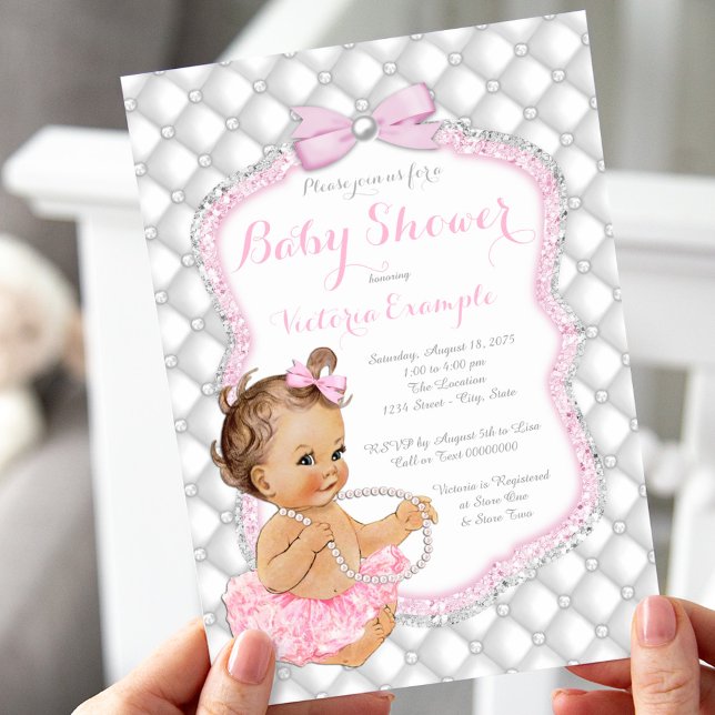 Invitación Pink Tutu Pearl Baby Shower (Subido por el creador)
