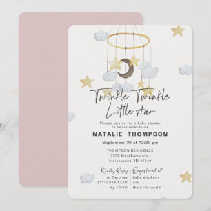 Invitación Pink Twinkle Little Star Baby Shower