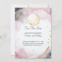 Invitación Pink Two The Moon 2Birthday Invitation