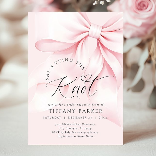 Invitación Pink Tying the Knot Bridal Shower (Subido por el creador)