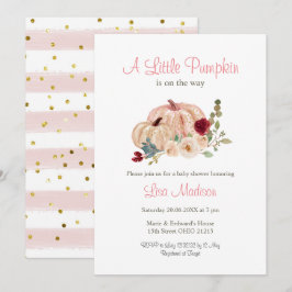 Invitación Pink Un Pequeño Calabaza Está En Camino De Invitac