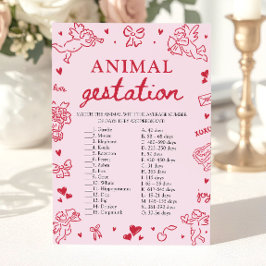 Invitación Pink Valentine Animal Gestation Baby Shower Game