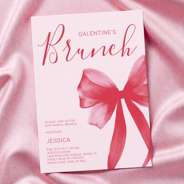 Invitación Pink Valentine Watercolor Galentine's Day Brunch (Pink Valentine Watercolor Galentine's Day Brunch Invitation)