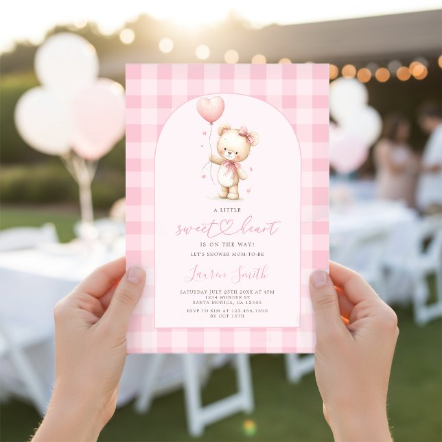 Invitación Pink Valentines Teddy Bear Baby Shower Girl (Subido por el creador)