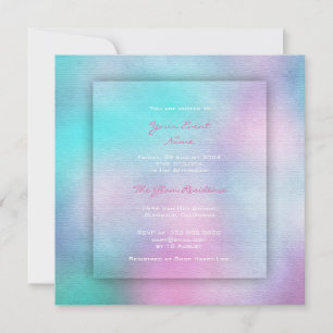 Invitación Pink Verde azulado acuático Tiffany Beach Ocean Wa