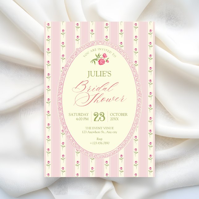 Invitación Pink vintage bridal shower (Subido por el creador)