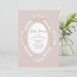Invitación Pink Vintage Frame Baby Shower