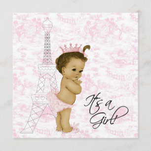 Invitación Pink Vintage Toile Paris Baby Shower
