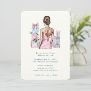 Invitación Pink Watercolor Bridal Shower Weddal Wedding Showe