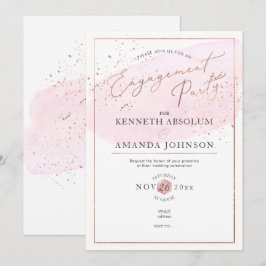 Invitación Pink Watercolor Elegant Script Engagement Party