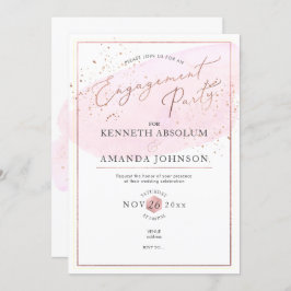 Invitación Pink Watercolor Elegant Script Engagement Party