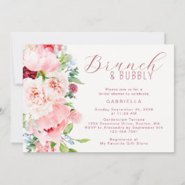 Invitación Pink Watercolor Floral Bridal Brunch 
