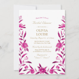 Invitación Pink Watercolor floral Chinoiserie ducha de novia