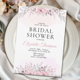 Invitación Pink Watercolor Flowers Bridal Shower
