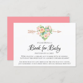 Invitación Pink Watercolor Heart Baby Shower Book for Baby
