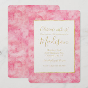 Invitación Pink Watercolor Hola Hermoso Cumpleaños