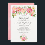 Invitación Pink Watercolor Peonies Bat Mitzvah<br><div class="desc">Invitación del murciélago mitzvah de las peonías de color rosa y melocotón,  diseñada para ser rápida y fácilmente personalizable a las especificaciones de tu evento.</div>