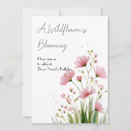 Invitación Pink Watercolor Wildflower 1st Birthday Invitation