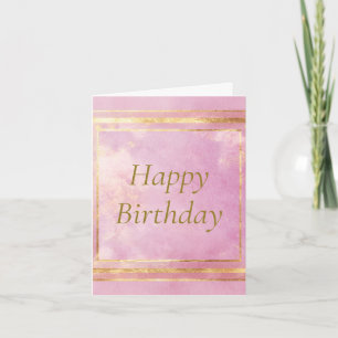 Invitación Pink Watercolor y Relieve metalizado dorado Tarjet