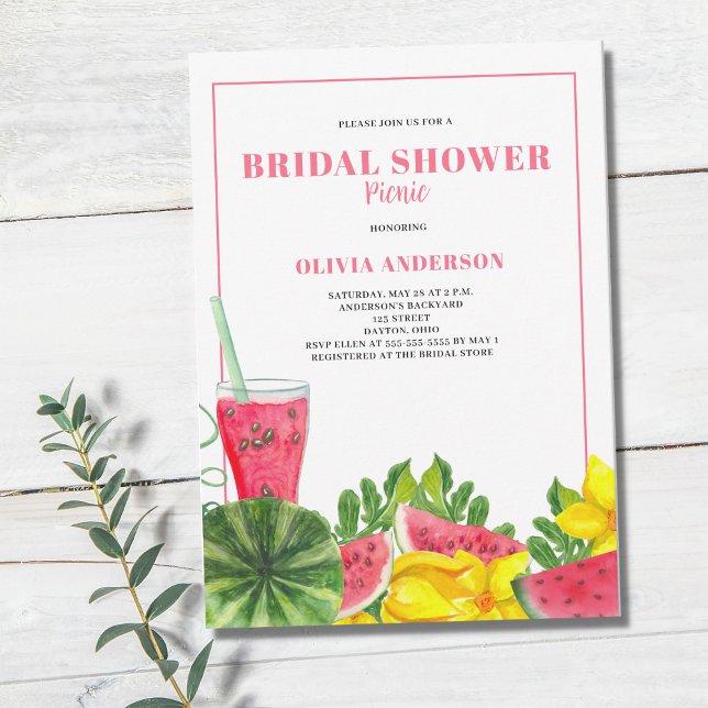 Invitación Pink Watermelon Bridal Shower Picnic (Subido por el creador)