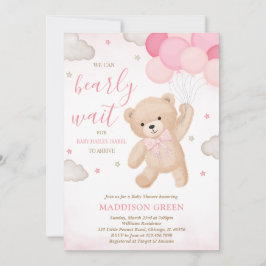 Invitación Pink We Can Bearly Wait Baby Shower