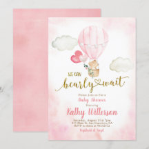 Pink We can Bearly Wait Baby Shower