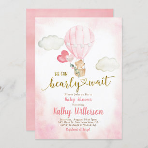 Invitación Pink We can Bearly Wait Baby Shower